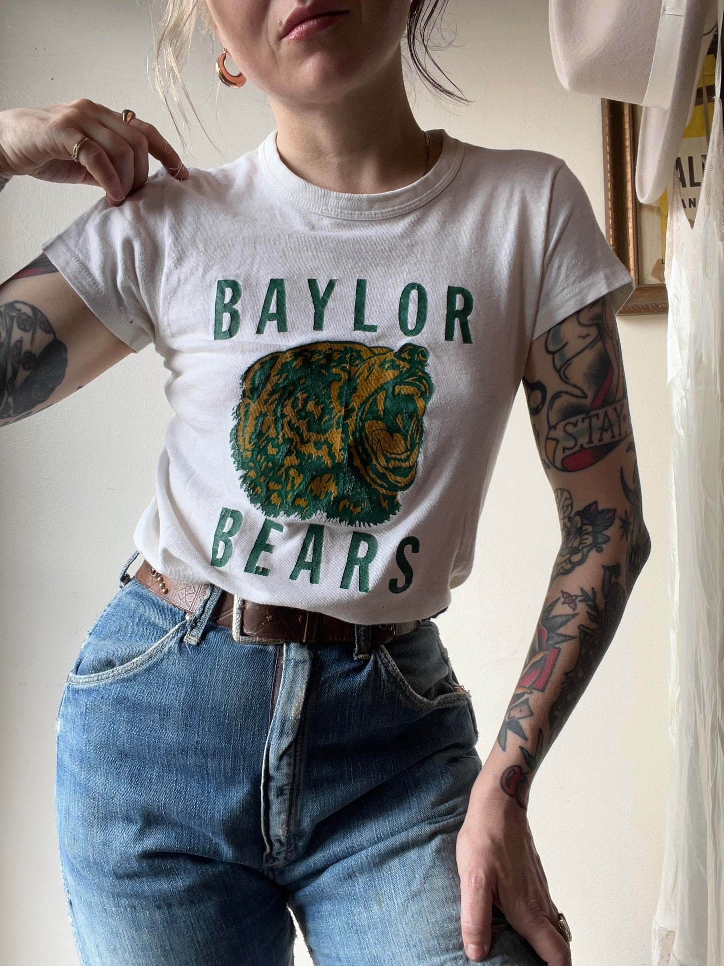 Vtg. Baylor Bears White T-Shirt