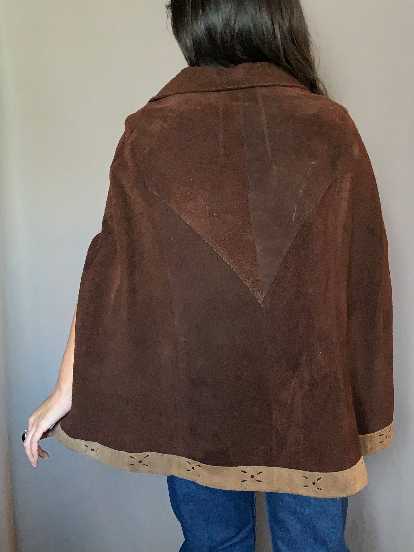 1970s Suede Two Tone Poncho (M)