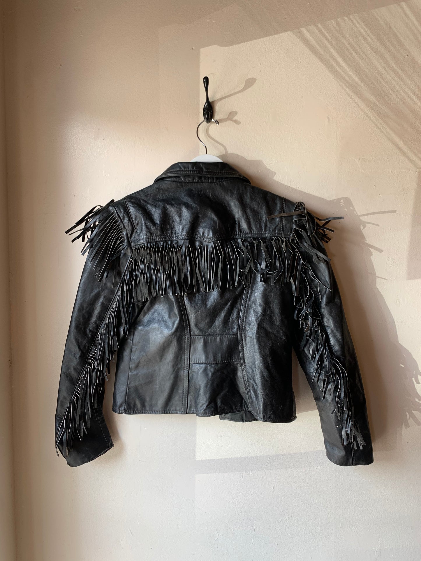 Branded Garments Zip Up 90s Leather Fringe Jacket (XS/S)