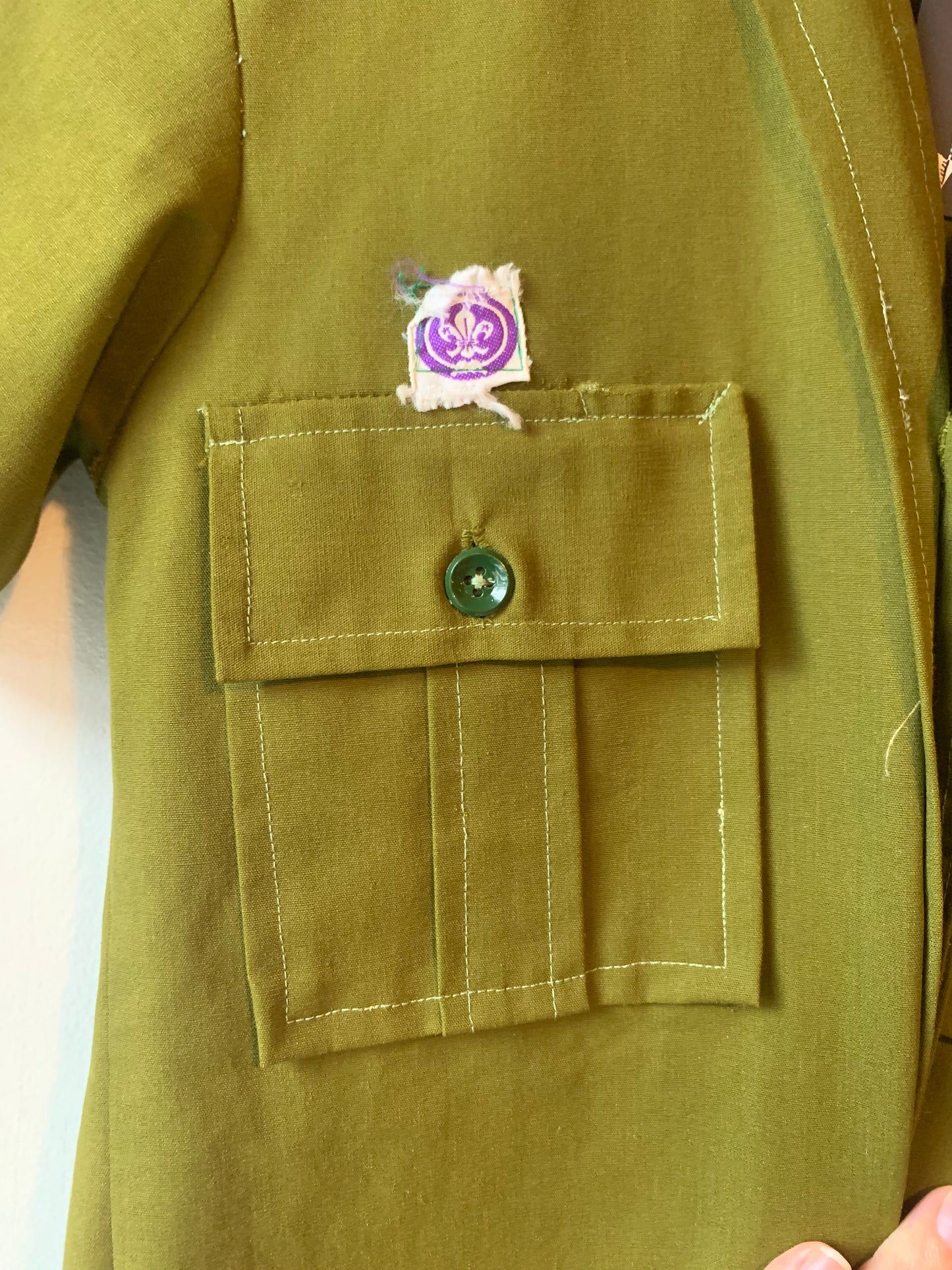 Army Green Button Up w/ Fleur De Lis Patch