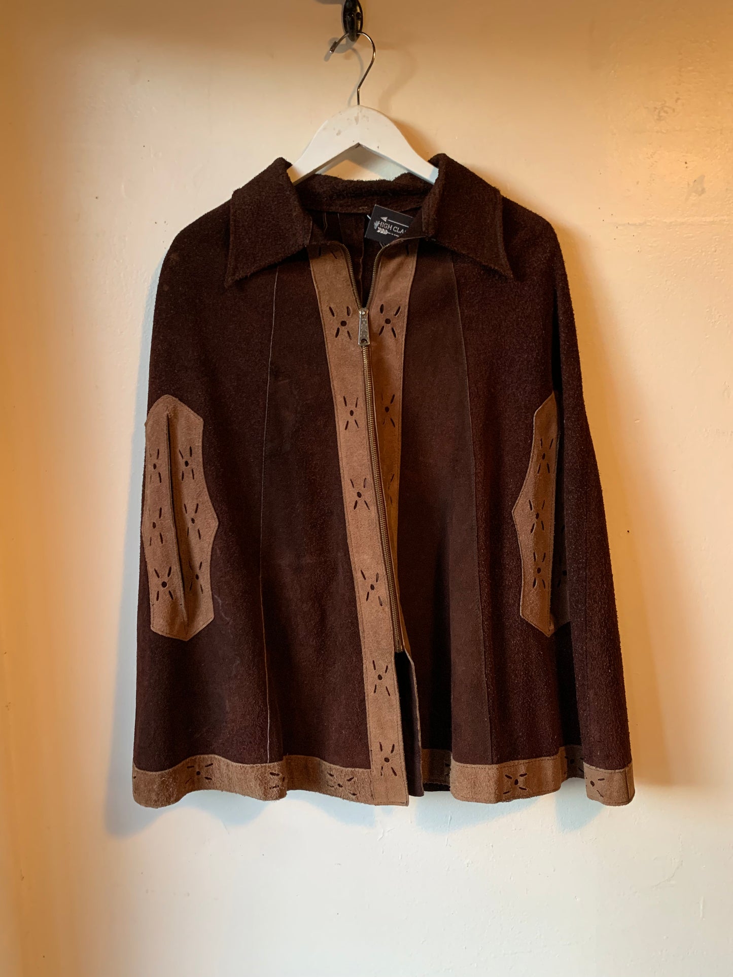 1970s Suede Two Tone Poncho (M)