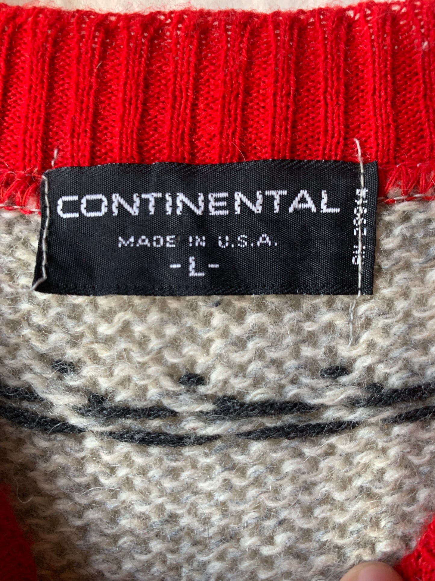 Gray & Red Continental Wool Pullover (L/XL)