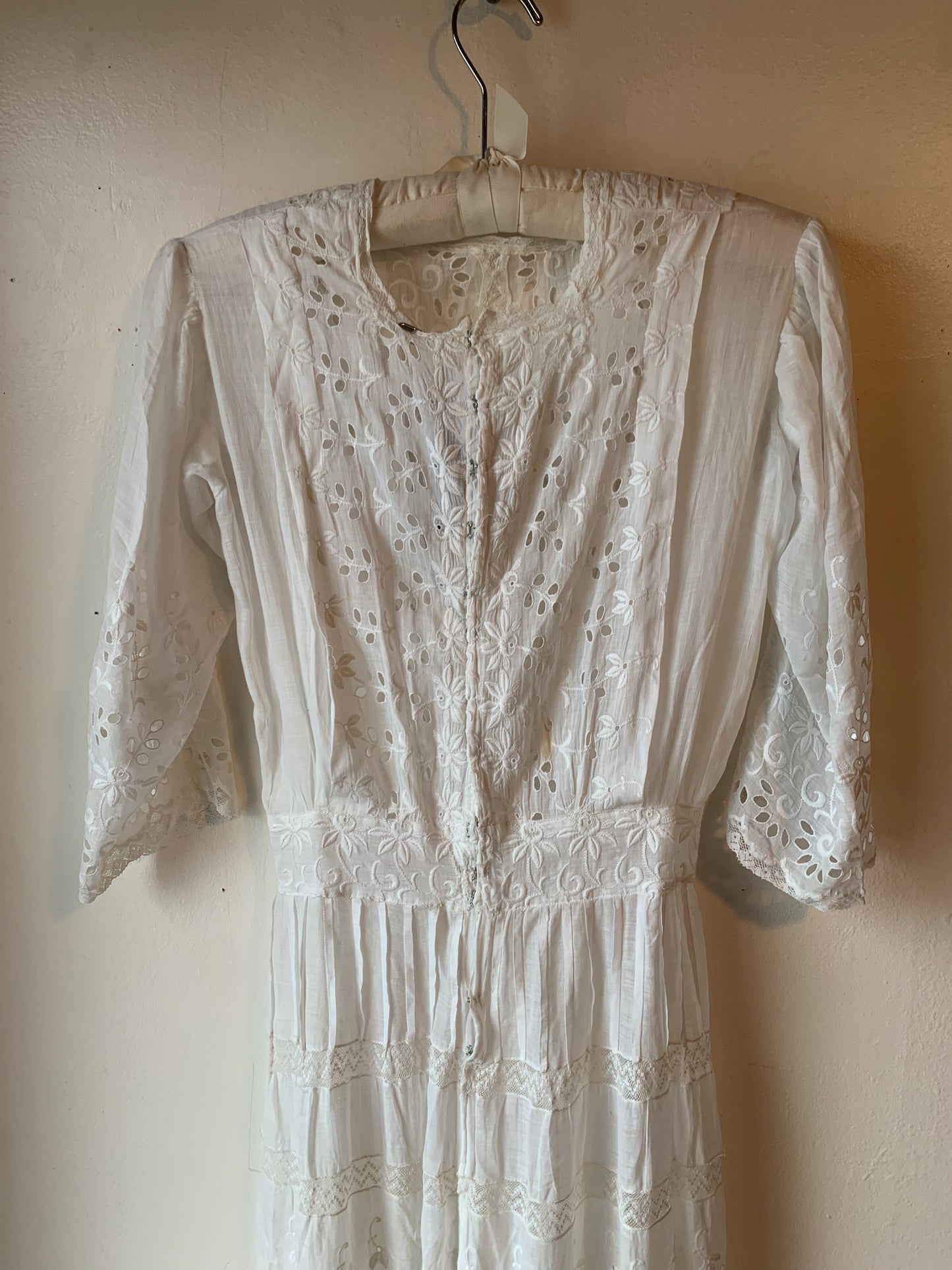 Edwardian Cotton & Lace Lawn Dress (XS)