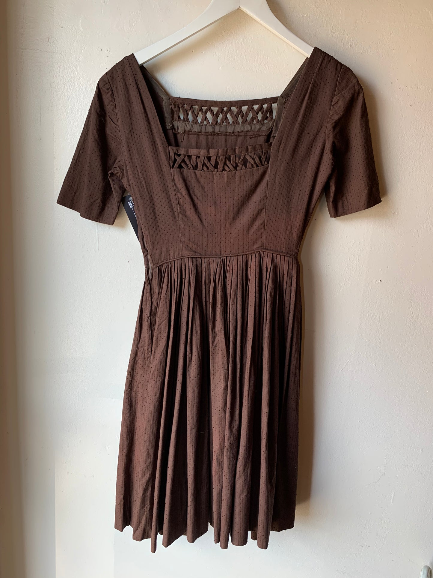 1950s Chocolate Brown Square Dance Dress (XS)