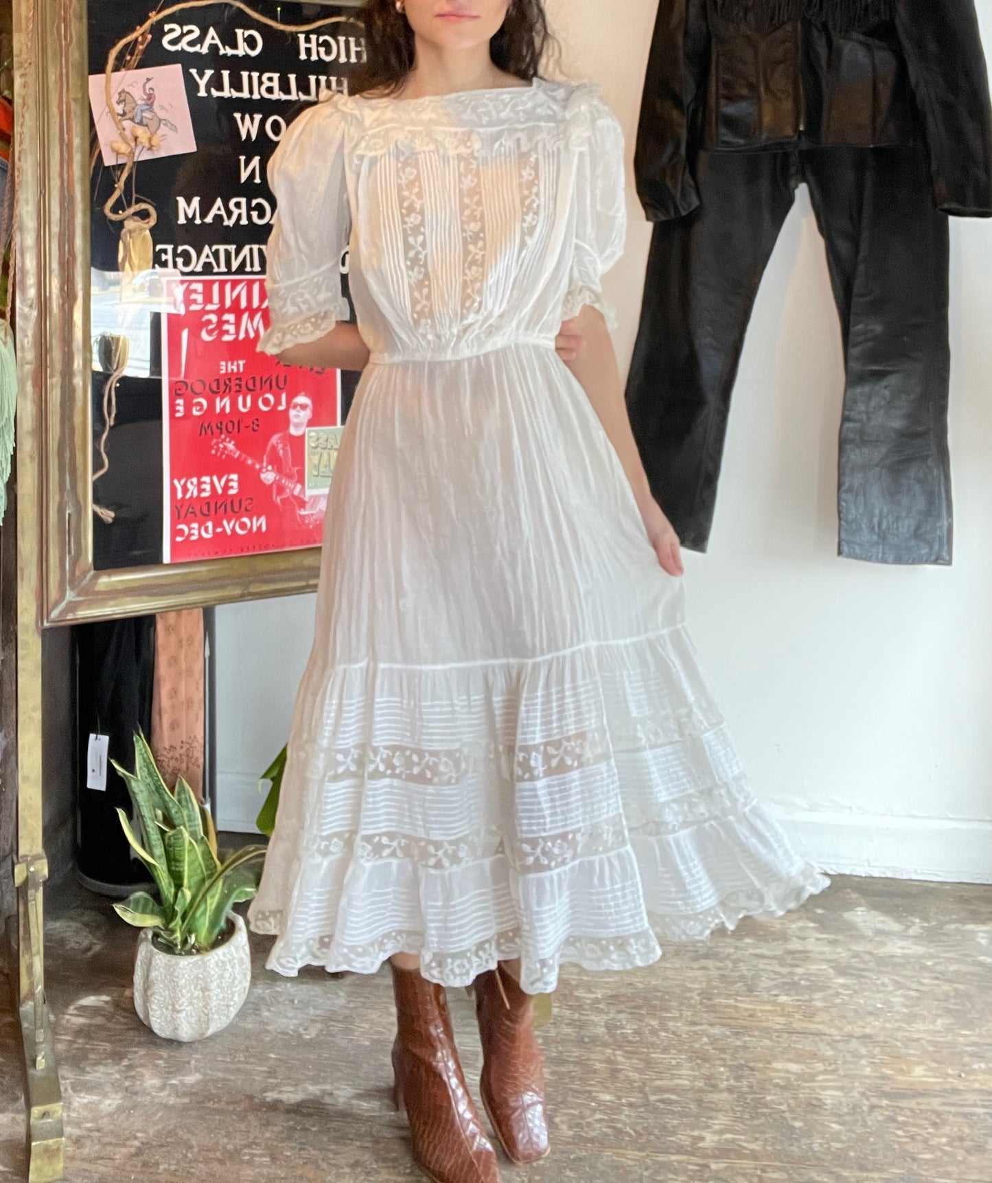 White Lace Edwardian Lawn Dress (XS)