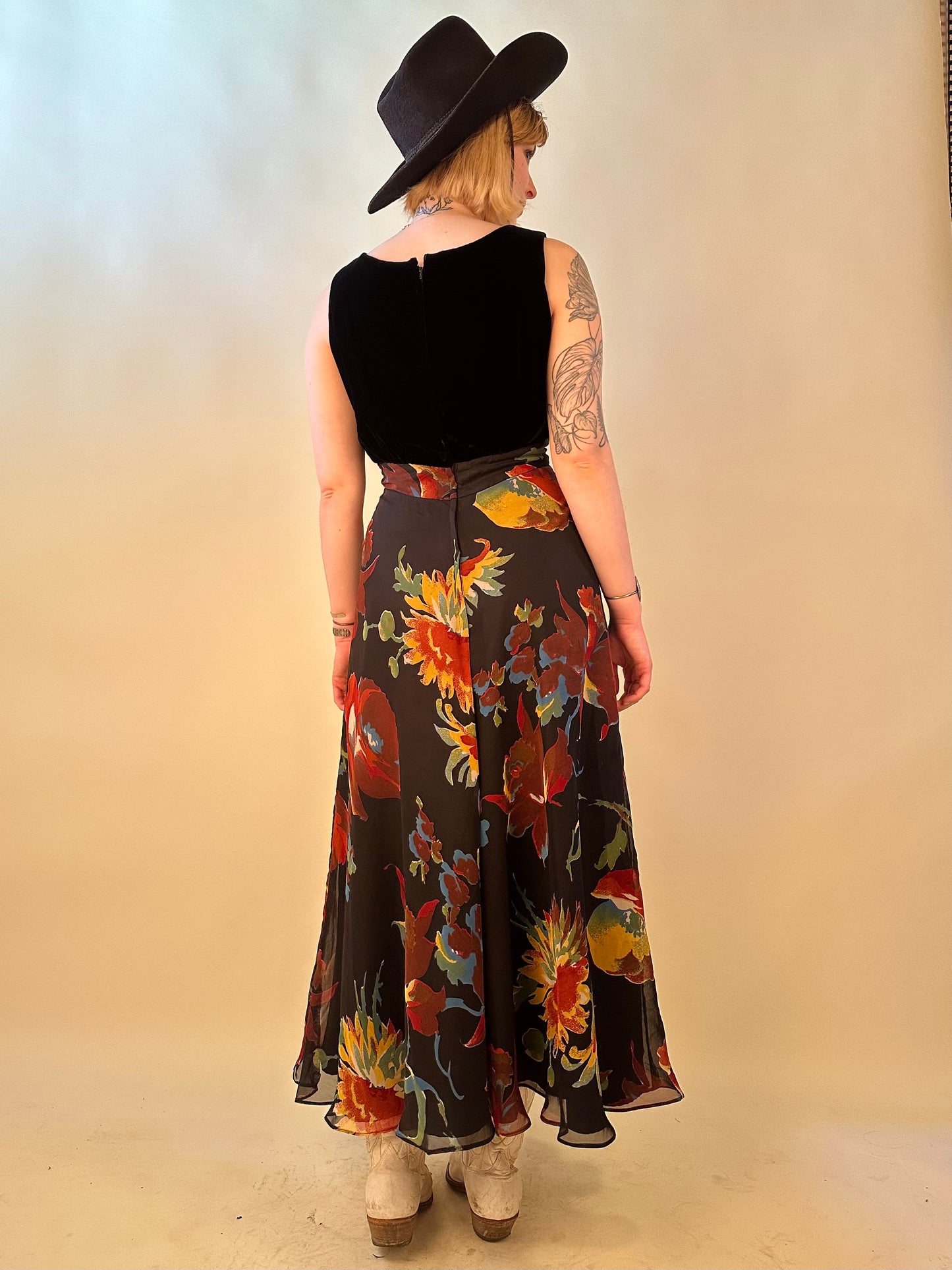 Velvet and Floral Gown