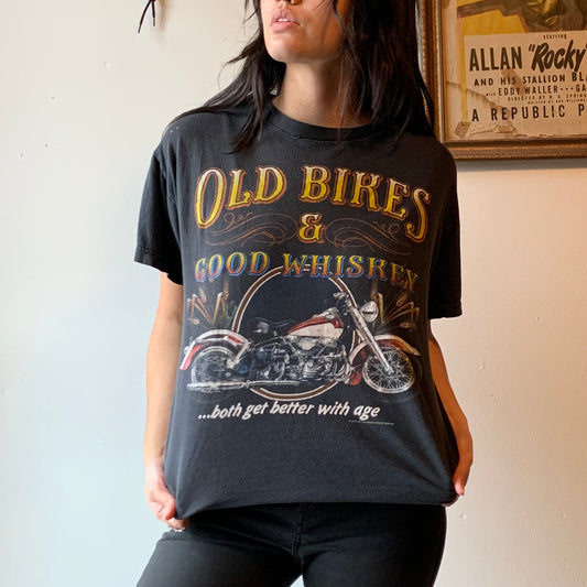 Vtg. Old Bikes & Good Whiskey  Tee ( L/XL)