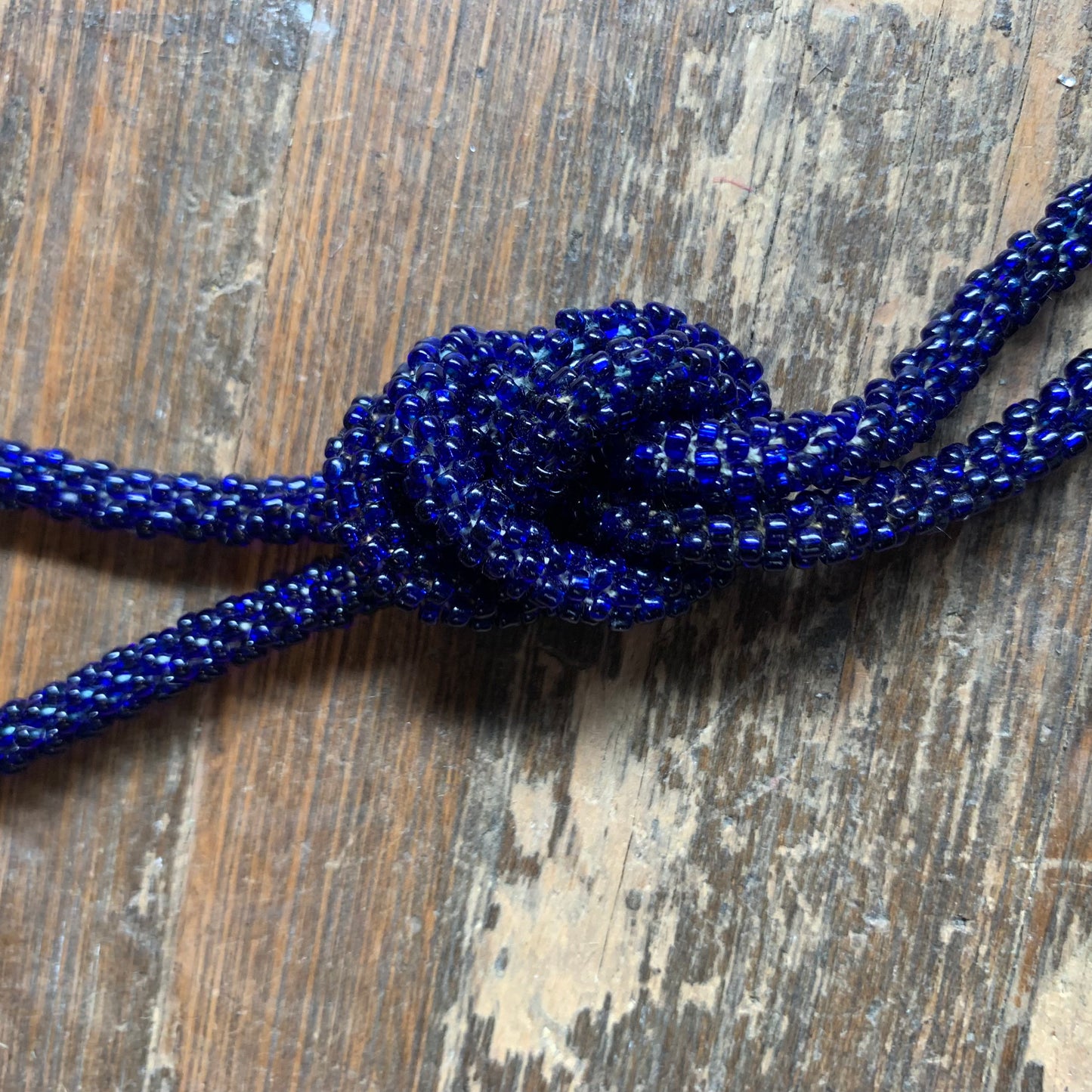 Blue Beaded Cord Necklace
