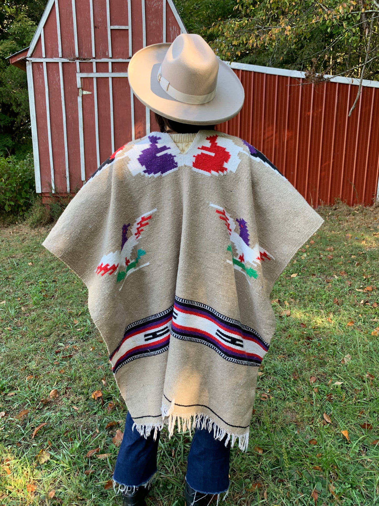 Tan Vintage Mexican Poncho