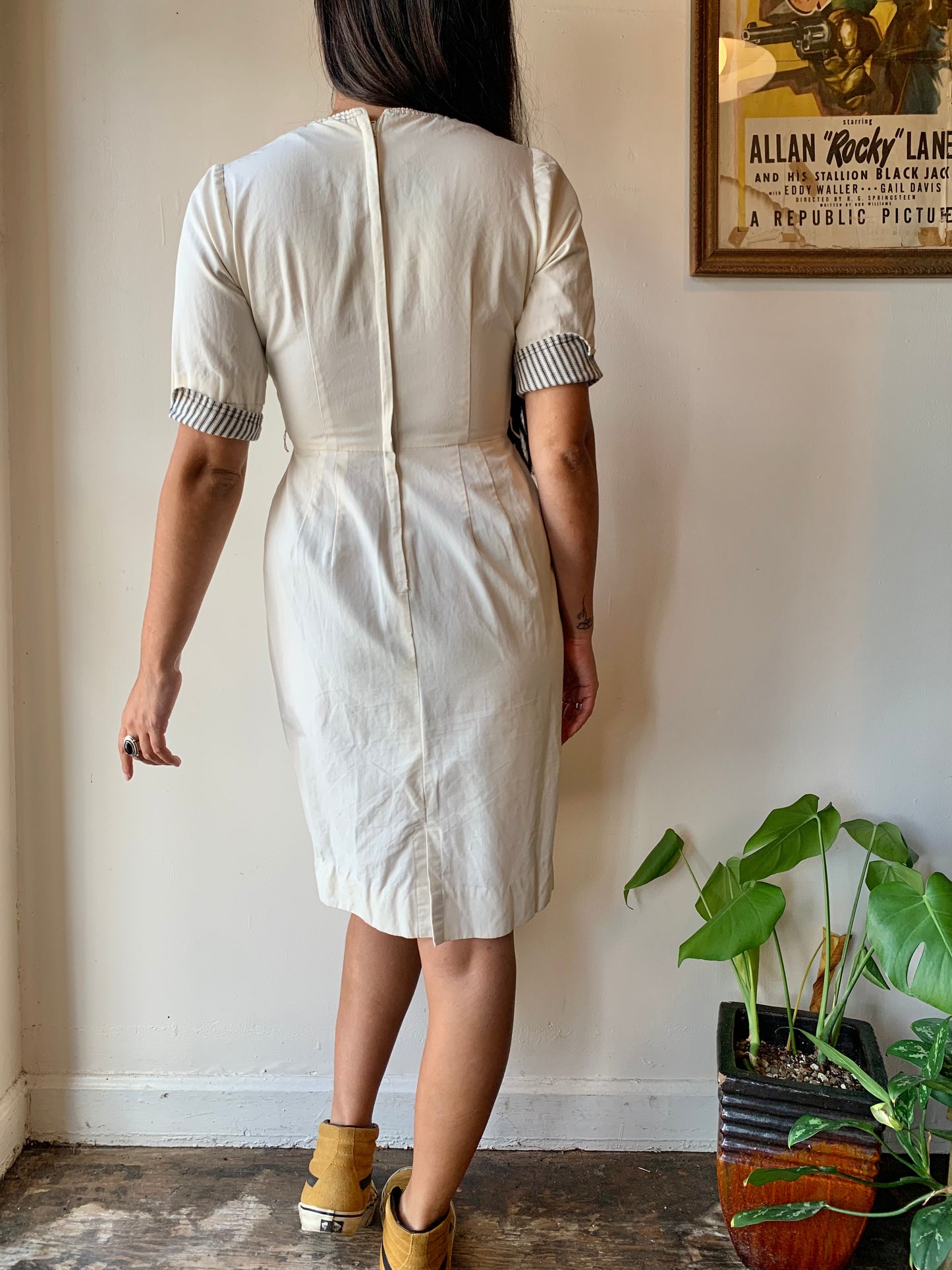 1960s Linen Pinstripe Dress (S)