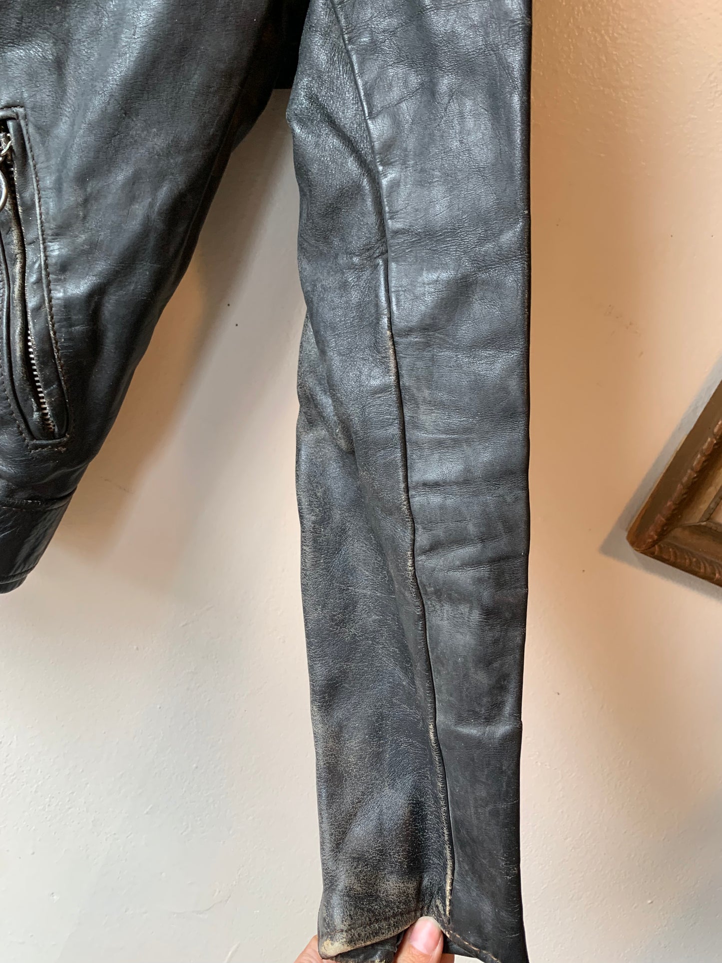 Beat 1960s Brooks Leather Moto Jacket (S/M)