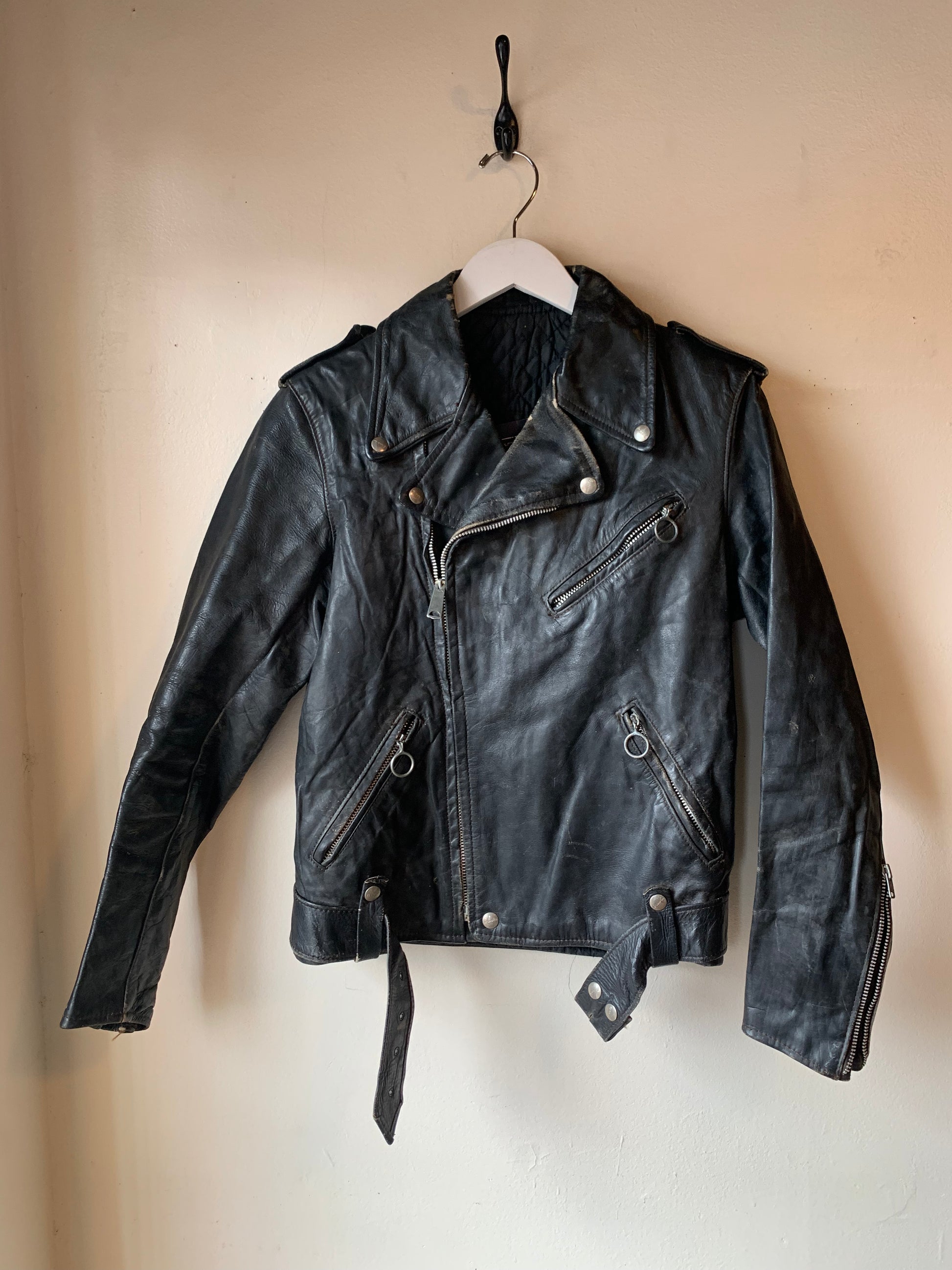 Beat 1960s Brooks Leather Moto Jacket S M High Class Hillbilly