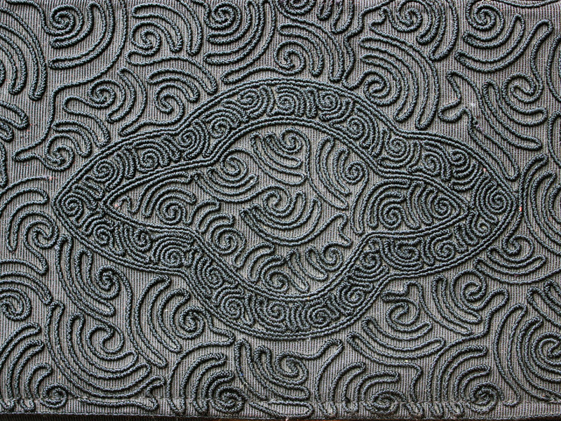 Vtg.Black Embroidered Saturn Pattern Clutch